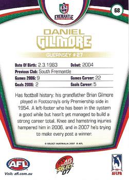 2007 Select AFL Supreme #68 Daniel Gilmore Back